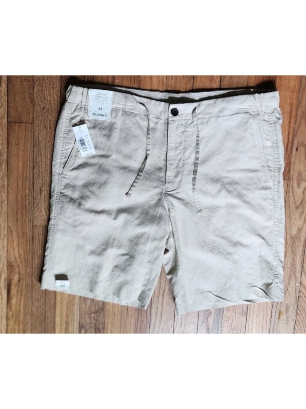 Baird McNutt Linen Blend Shorts 34 Beige Khaki Drawstring Button Zip Murano NEW